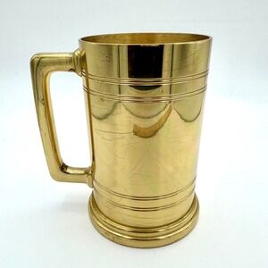 SOLID BRASS Vintage Brass Tankard Mug Cup Things Remembered Collectible 5.25"